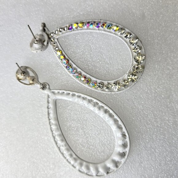 Crystal Teardrop White Large Earrings - Picture 4 of 13